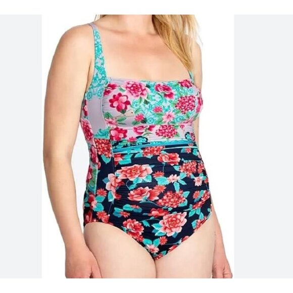 Jonny Was Floral Tank Swim XL One Piece Japer Tropical Resort Vacation Preppy - Picture 1 of 15
